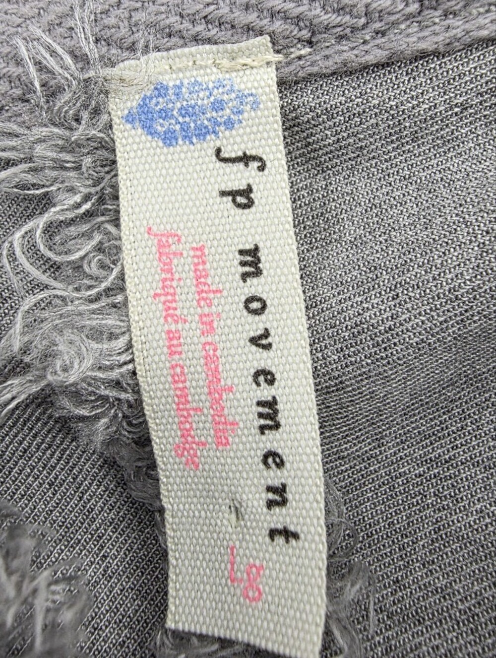Free People Movement Windy Meadow Hoodie Heather Gray Frayed Oversized Large - Picture 14 of 15